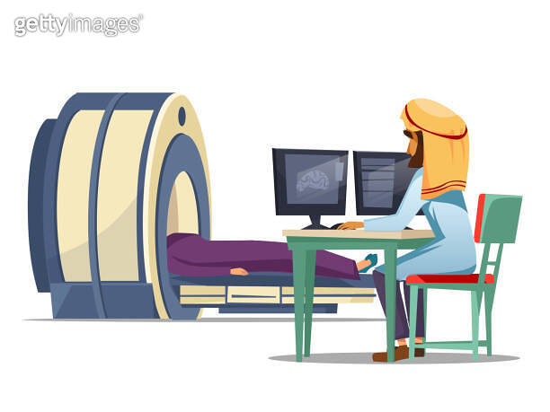 Vector cartoon arab ct mri tomography screening (1166154166) 일러스트, 무료 ...