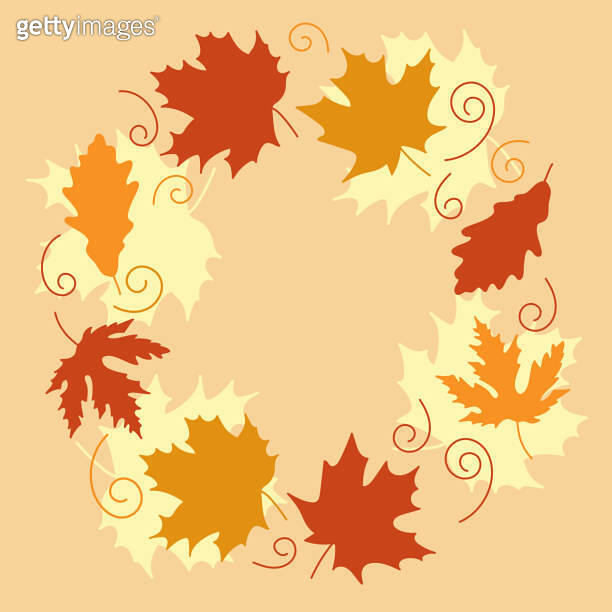Vector hand drawn frame, doodle style . Autumn design. Autumn leaves ...