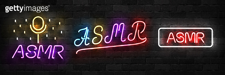 Vector realistic isolated neon sign of ASMR logo for template ...