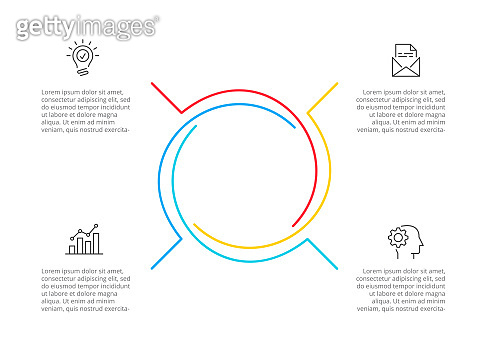Cyclic lines infographic. Modern infographic design template with 4 ...