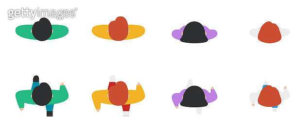 Top view of people set isolated on a white background. Men and women ...