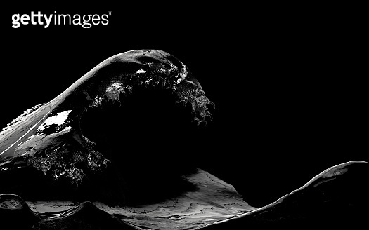 Enormous big wave in studio black background 3d render 이미지 (1149307948 ...