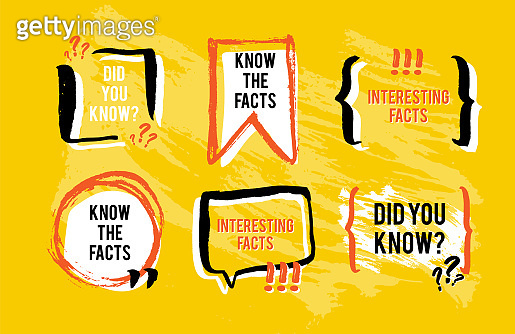 Know the facts speech bubble icons. Fun fact idea label. Banner for ...