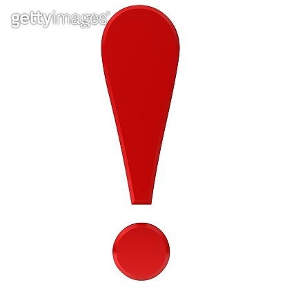 Witness Point Mark exclamation point mark warning red 3d sign render graphic cut out on ...