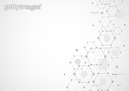 Abstract hexagonal molecular structures in technology background and ...