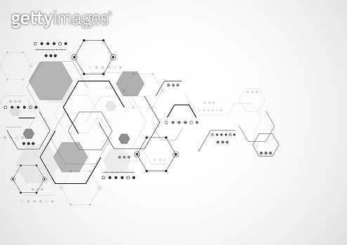 Abstract hexagonal molecular structures in technology background and ...