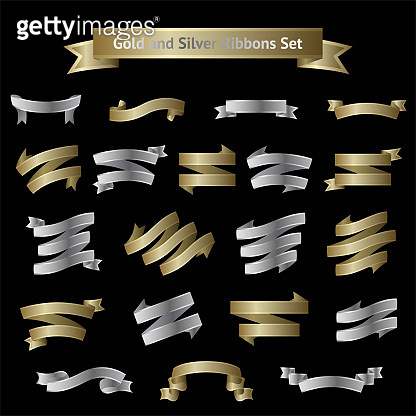 Bank Notes Ribbons Vector big set of golden and silver ribbons (1165563821) - 게티이미지뱅크