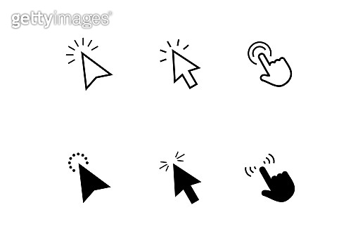 Click, cursor, pointer icons set. Set of different mouse cursors. Arrow ...