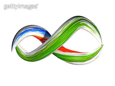 3d render, abstract background, modern curved shape, loop, colorful ...