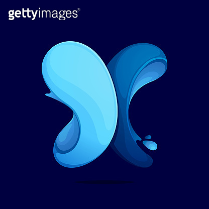 X letter logo ecology stylized with water waves and dew drops. 이미지 ...