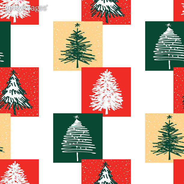 Seamless vector pattern of decorative christmas trees 이미지 (1189738400 ...