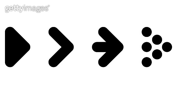 Set of black arrows icons. Black arrows. Dots and lines. Pointer ...