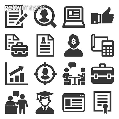 Employment and Job Resume Icons Set on White Background. Vector 이미지 ...