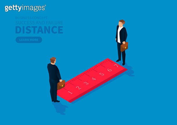 Measuring the distance between two businessmen 이미지 (1148380442) - 게티이미지뱅크
