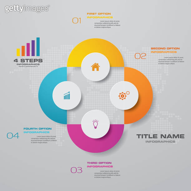 Editable Process Info Graph 4 steps simple&editable process chart infographics element. (1162163662 ...