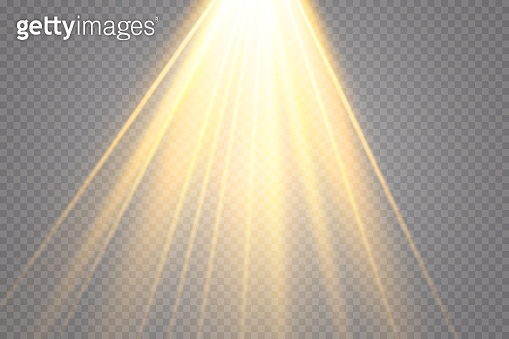 Sunlight on a transparent background. Glow light effects.Star flashed ...