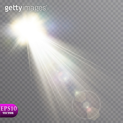 Sunlight on a transparent background. Glow light effects.Star flashed ...