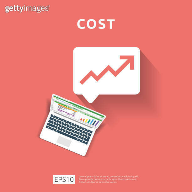 cost fee spending increase with arrow rising up growth diagram