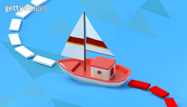 Boat Loop Path stylized boat following path computer graphics 3D illustration 이미지 ...