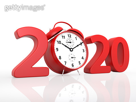 New Year 2020 and Red Alarm clock. 3d rendering 이미지 (1168625944) - 게티이미지뱅크