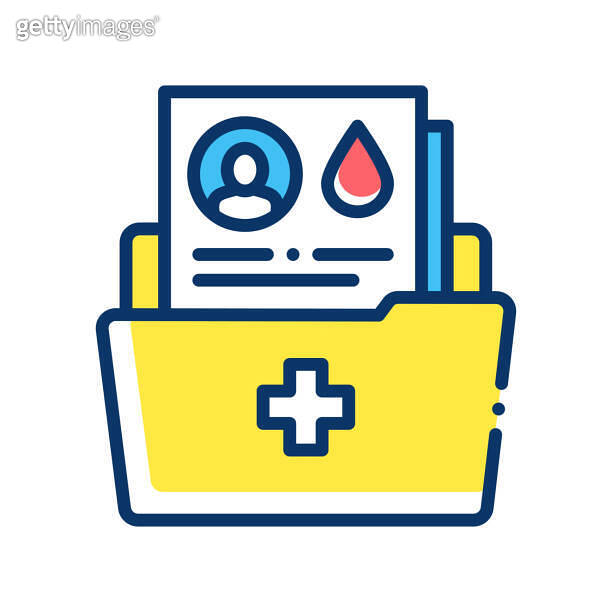 Medical file folder color line icon. Patient disease history. List of ...