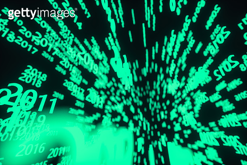 Glowing time numbers with dark background, 3d rendering. 이미지 ...