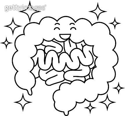 Illustration of a cute large intestine and small intestine outline 이미지 ...
