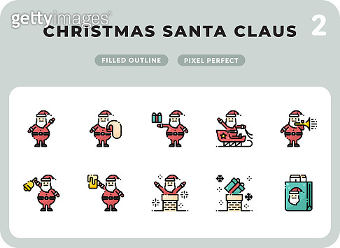 Santa Check Box Icon Christmas Santa Claus Filled Icons Pack for UI. Pixel perfect thin line ...