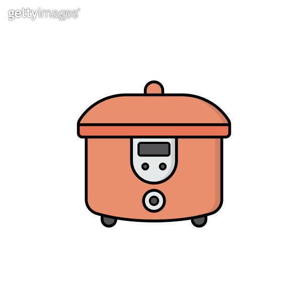 Slow cooking crock pot isolated on white. Electric crock pot slow