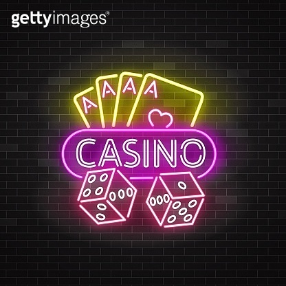 Casino neon illuminated signboard 이미지 (1154426165) - 게티이미지뱅크