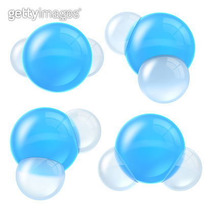 Set of molecules water isolated on transparent background. Realistic ...
