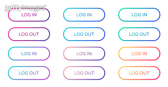 log in log out web buttons collection (1154740577) - 게티이미지뱅크