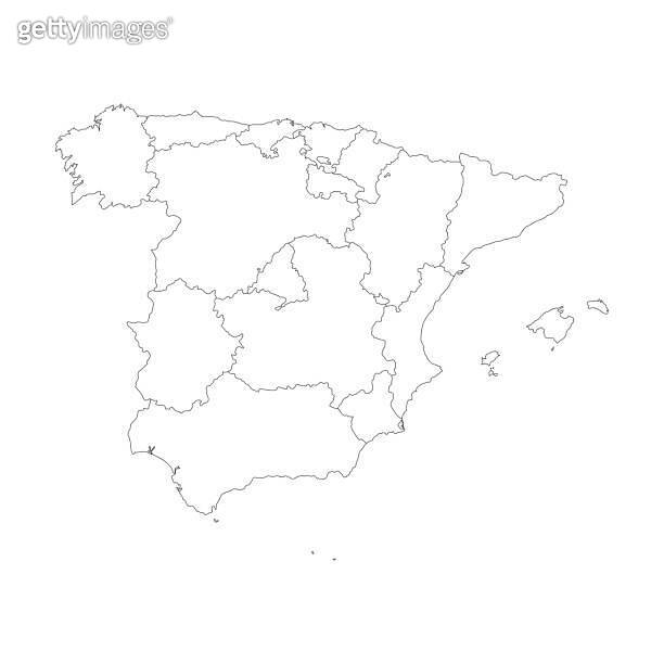 Vector illustration of black outline Spain map. 이미지 (1180057288) - 게티이미지뱅크