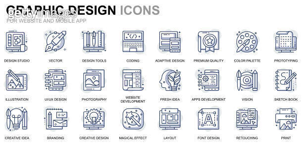 Simple Set Web and Graphic Design Line Icons for Website and Mobile ...