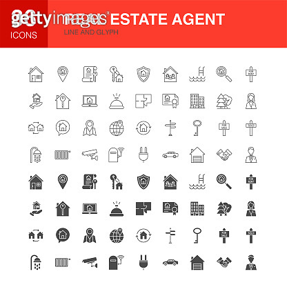 Real Estate Agent Line Web Glyph Icons 이미지 (1158197234) - 게티이미지뱅크