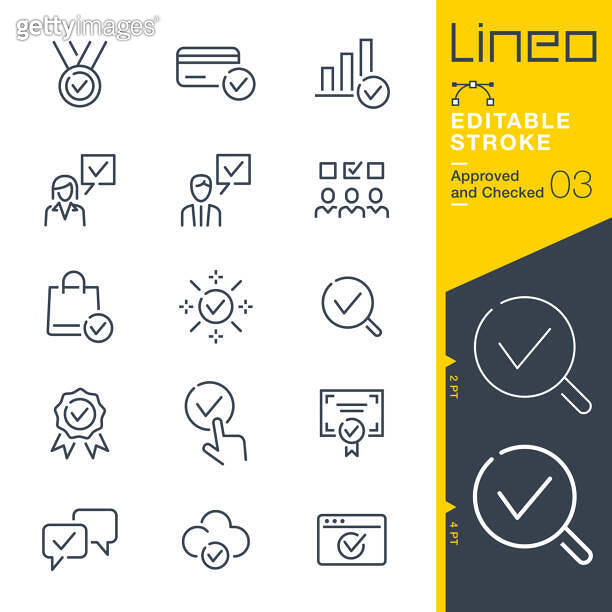 Lineo Editable Stroke - Approved and Checked outline icons 이미지 ...