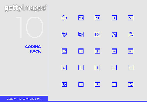 Vector Line Icons Coding Pack (1133886478) - 게티이미지뱅크