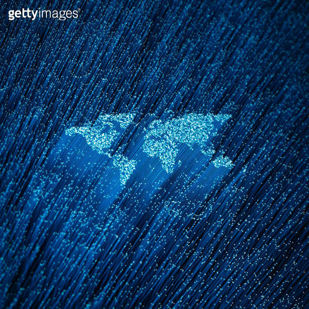 Fiber optic world map concept - 1193525615 