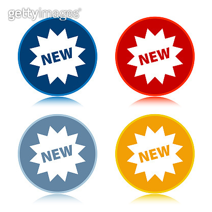 New star badge icon trendy flat round buttons set illustration design ...