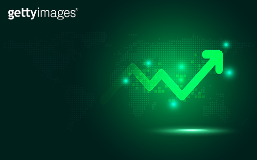 Raising Abstract Background Futuristic green raise arrow chart digital transformation abstract ...