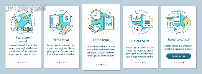 Real estate rental onboarding mobile app page screen with linear ...
