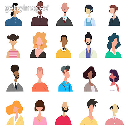 Bright people portraits set - hand drawn flat style vector design 이미지 ...