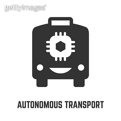 Autonomous self drive transtport icon with driverless smart cute robot ...
