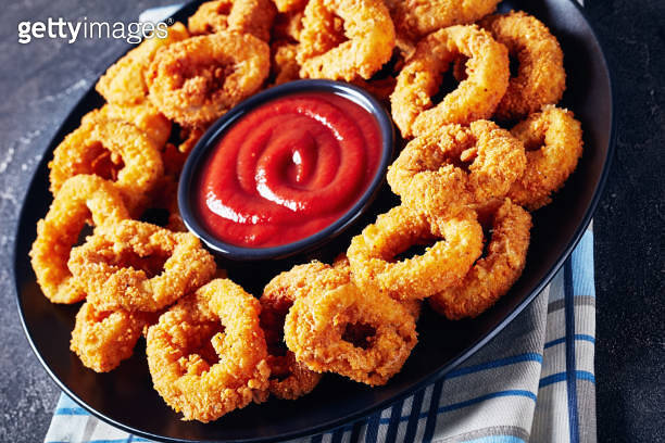 crispy calamari rings, deep fried breaded squid rings 이미지 (1171119797