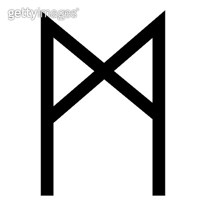 Mannaz rune man human symbol icon black color vector illustration flat ...