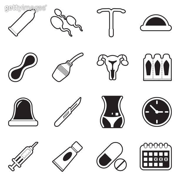 Contraception Icons. Line With Fill Design. Vector Illustration ...