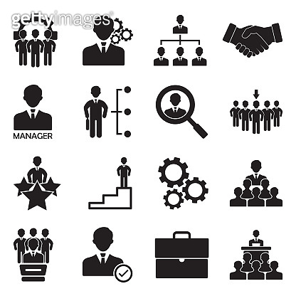 Manager Icons. Set 2. Black Flat Design. Vector Illustration. 이미지 ...