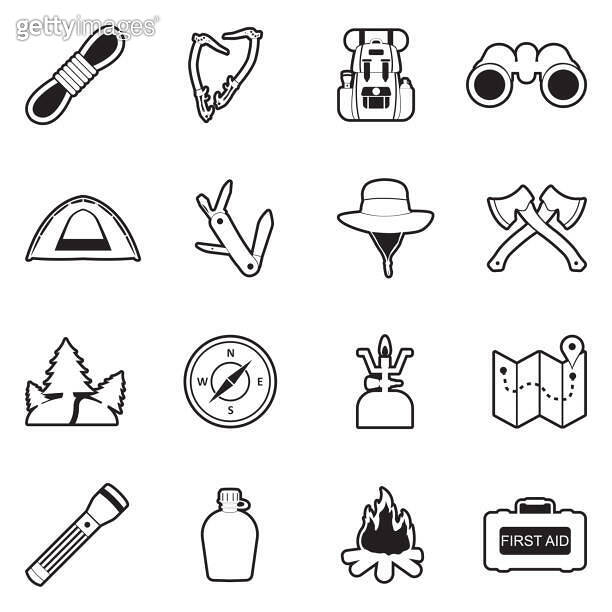 Expedition Icons. Line With Fill Design. Vector Illustration. 이미지