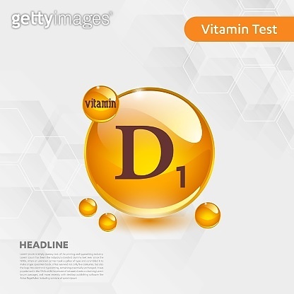 Vitamin D1 gold shining pill capcule icon, cholecalciferol. golden ...