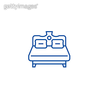 Royal double bed line icon concept. Royal double bed flat vector symbol ...